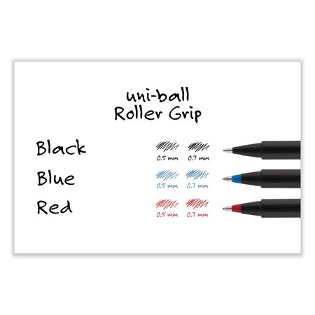 Uni-Ball Deluxe Stick Roller Ball Pen, Micro 0.5mm, Black Ink, Gray Barrel, PK12 60025